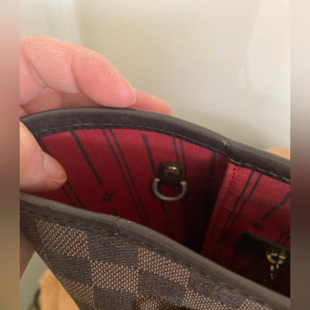 LOUIS VUITTON DAMIER EBENE NEVERFULL MM SHOULDER BAG WITH DUST BAG